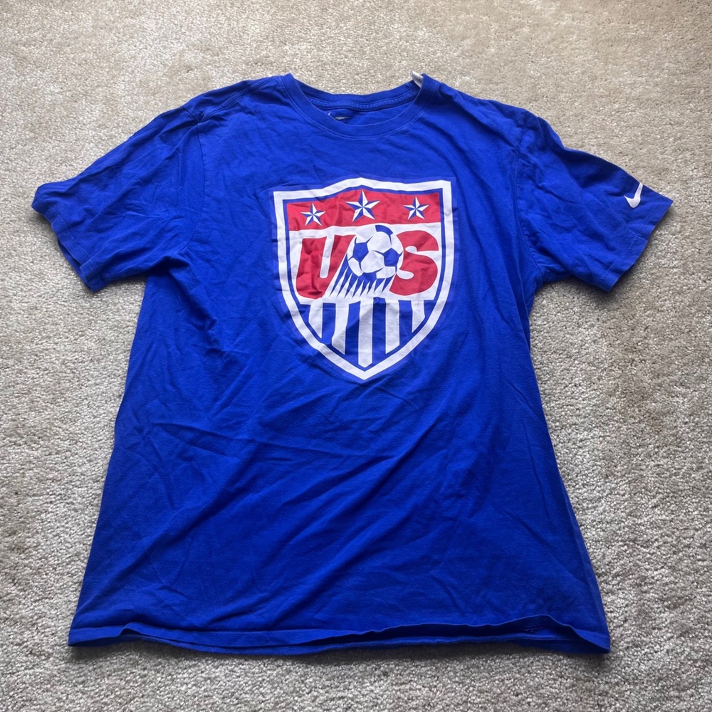 Nike Kids US Soccer Graphic T-Shirt Blue Athletic Cut Large USMNT Fan Tee